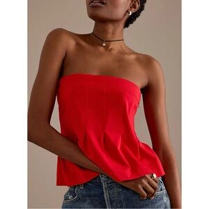 Maeve Fontana Flared Tube Top Red Strapless Top Spring Summer Size Small